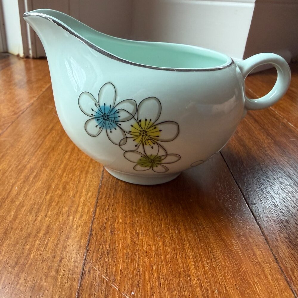 Vintage MCM China Nobility Permaware Atomic Daisies Floral Mist Cream & Sugar - Picture 8 of 11